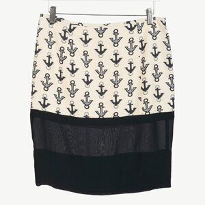 Balenciaga Cream & Black Anchor-Print Silk Mini Skirt
